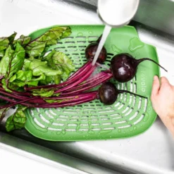 Tovolo, Prep N' Rinse Flat Colander, Charcoal -Home & Garden Zone 16006 500 Prep N Rinse Flat Colander Pesto LIFESTYLE 500x500 07555.1634689802