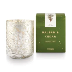 Illume Balsam & Cedar Small Luxe Sanded Mercury Glass Candle, 9oz