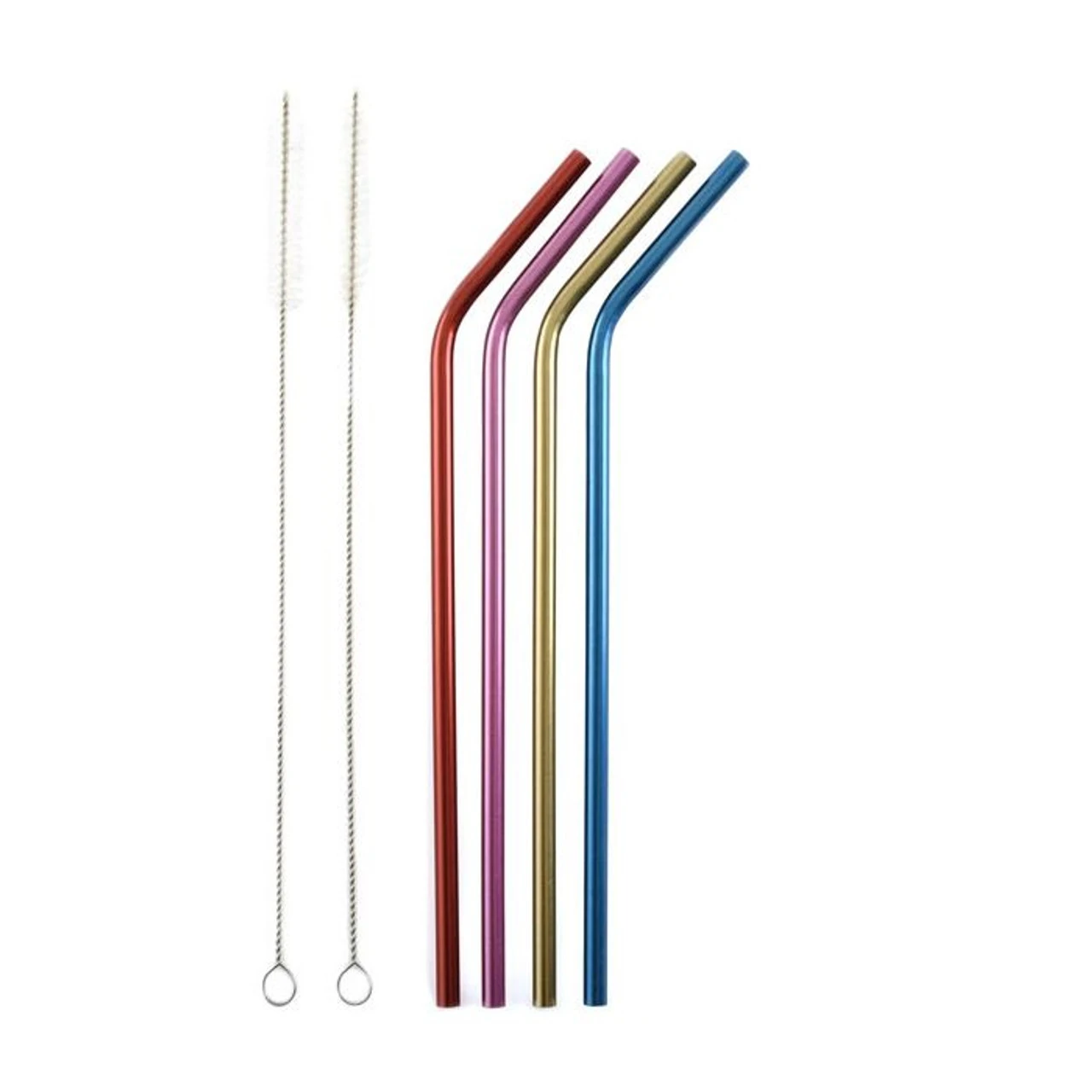 Norpro 4 Stainless Steel Metallic Drinking Straws With 2 Cleaning Brushes 1 Norpro 4 Stainless Steel Metallic Drinking Straws With 2 Cleaning Brushes