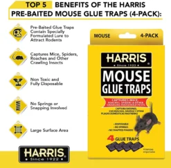 Harris Pre-Baited Mouse Glue Traps, Non-Toxic And Fully Disposable, 4pk -Home & Garden Zone blob 40027.1616717452